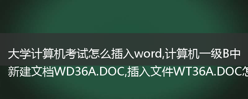 大学计算机考试怎么插入word,计算机一级B中新建文档WD36A.DOC,插入文件WT36A.DOC怎么插？